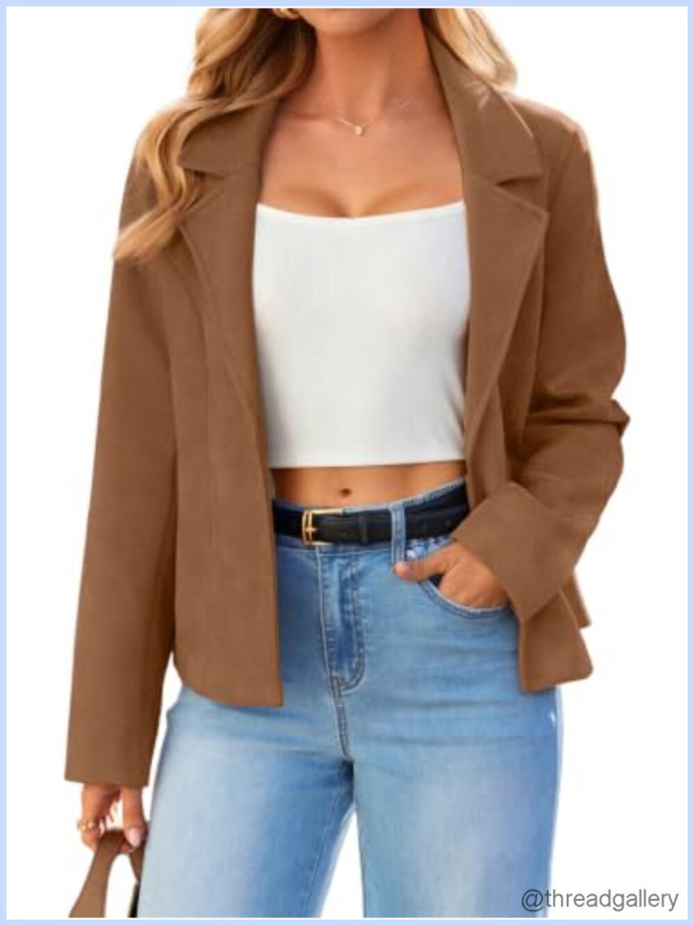 Faux Suede Lightweight Cropped Jacket Open Front Casual Coat